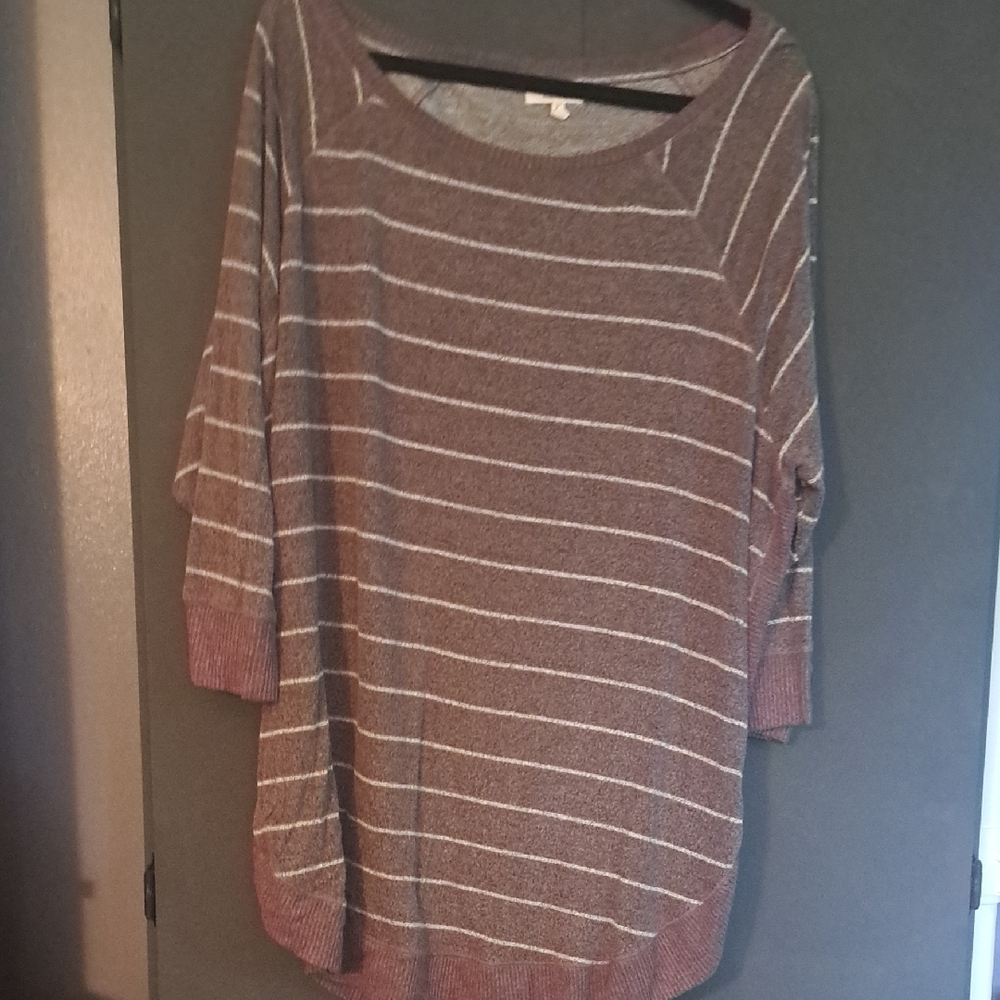 Maurices Brown and Cream Striped Sweater